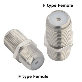 Boobrie F-Type Female to Female Cable Connector RG6 Connector F Female to F Female Adapter Female to Female Antenna Connector Low Loss TV Cable Connector for TV Antenna, Nickel Plated (10 Pieces)