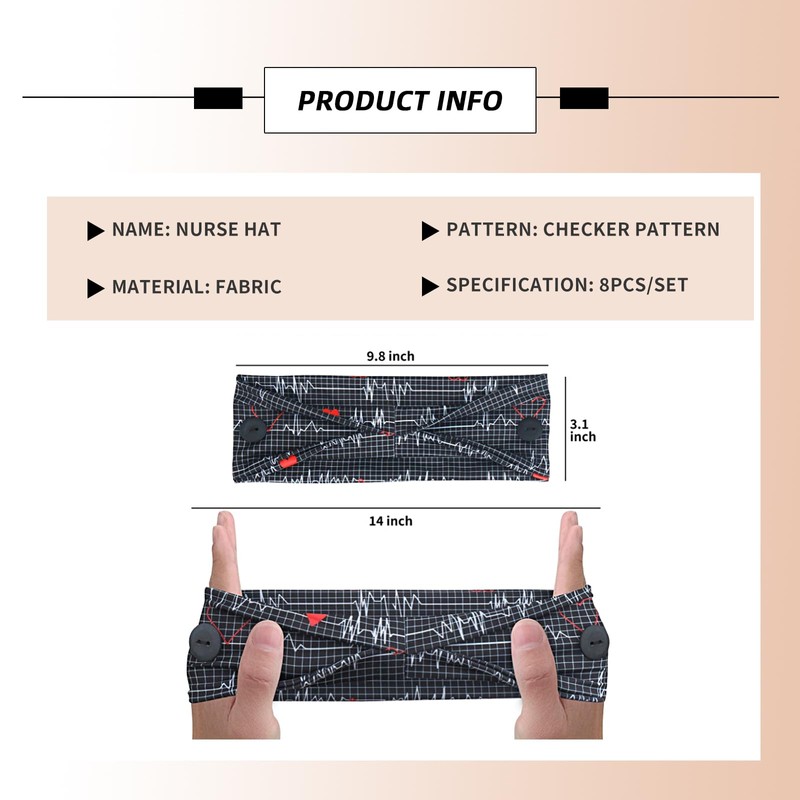 EULAPGOE 8 Pack Headband with Buttons for Face Mask, Ear