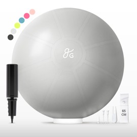 Greater Goods Yoga Ball 65cm Anti-Burst Exercise Ball for Pilates, Stability, Pregnancy & Workouts, Includes Pump, Gray