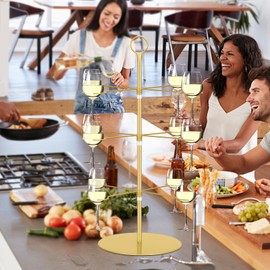 Sonhomay Cocktail Tree Stand, Champagne Glass Holder 3 Tier 12-Holder Drink Display Rack for Wine Champagne Glasses Space-Saving Metal Tower for Weddings & Parties