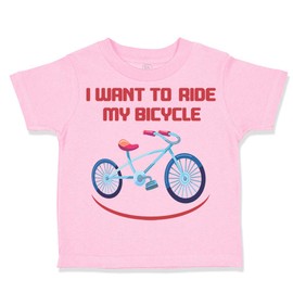 Toddler T-Shirt Cycling I Want to Ride My Bicycle Cycling Biking Cotton Bicycle Ride Boy & Girl Clothes Bike Baby Funny Tee Soft Pink Design Only 24 Months