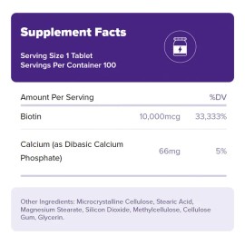 Natrol Beauty Biotin 10,000mcg Vitaminas para la Belleza, 100 Tabletas, Suministro para 100 Días, incluyen una importante vitamina B para apoyar la salud del cabello, la piel y las uñas