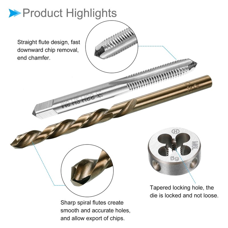 CoCud Metric Tap and Die and Drill Bit Set, M6
