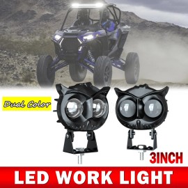 SHENKENUO Pair 3" LED Work Light Owl Amber White Spot Pods For Polaris RZR Can-am Maverick