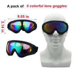LJDJ Motorcycle Goggles - Glasses Set of 5 - Dirt Bike ATV Motocross Anti-UV Adjustable Riding Offroad Protective Combat Tactical Military Goggles for Men Women Kids Youth Adult