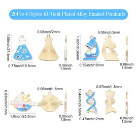 KitBeads 20pcs 4 Styles Enamel Chemistry Charms KC Gold Plated Microscope DNA Chemical Molecules Charms laboratory Biology Science Charms for Crafts