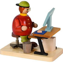 Richard Glässer Räuchermann Computerfreak, Holz, Natur, Höhe 14 cm