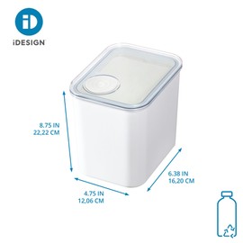 iDesign Recycled Plastic Medium Dry Goods Kitchen Canister with Airtight Lid – 6.34" L x 4.79” W x 5.87” H, White