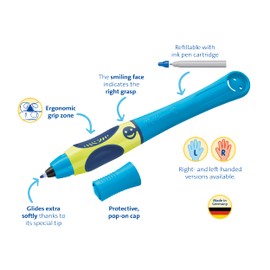 Pelikan Griffix 820448 Inkjet Pen for Right-Handed Users, NeonFreshBlue, Pack of 1 in Folding Box