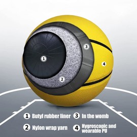 MINDCOLLISION Size 5/6/7 Solid Color Basketball, No Standard Non-Slip Wear-Resistant, Suitable for Indoor and Outdoor Children's Women's Youth Adult Basketball,Yellow,No. 6