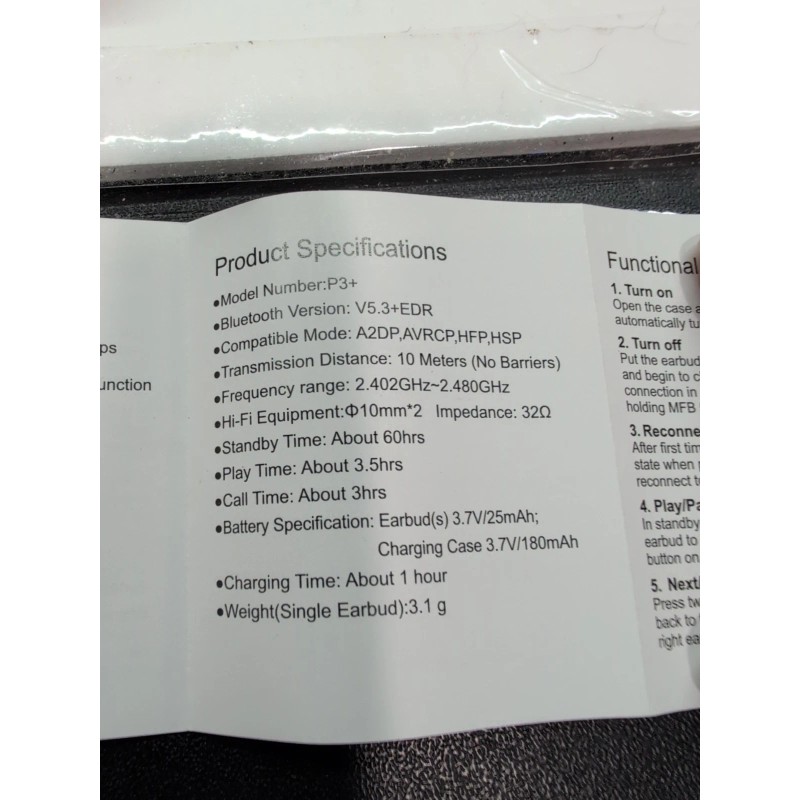 kurdene P3 Wireless Earbuds Bluetooth 5.3 Headphones