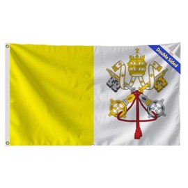 Double Sided 3ply Vatican City Flag 3X5FT, with Shading Cloth Inside,Flag of Vatican City Flags for Outdoor and Indoor Decor Banner, UV Resistant and Garden Yard Polyester Flags with Brass Grommets. (Double, 3X5)