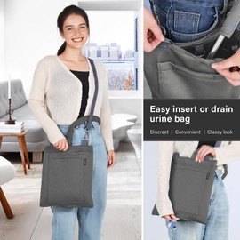 Hoomtree Urine Drainage Bag Holder, Catheter Bag Covers with Zipper Pipe Sleeve & Adjustable Strap, Soft Diving Fabric, Easy Access, Secure & Discreet for Urostomy & Foley Catheter Users -Gray