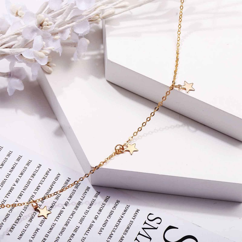 Yheakne Boho Star Necklace Gold Dangle Star Necklace Minimalist Collar