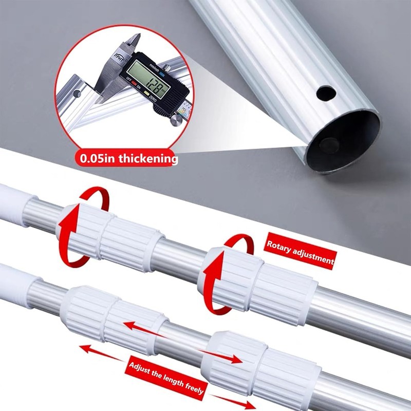 longsuda Pool Pole- Professional 12-Foot Telescopic Pool Cleaning Rod,Pool Rod