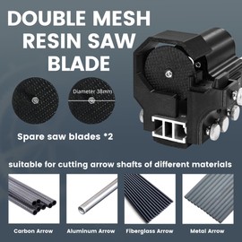 Arrow Saw, Carbon Arrow Cutter with 2x Resin Saw Blades, Adjustable 4.3”-32”Archery Arrow Cutting Tool with Precision Scale, Dust Cover, Mesh, Replaceable Blades