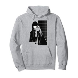 Anime Edgy Monochrome Character Illustration Girl Anime Pullover Hoodie