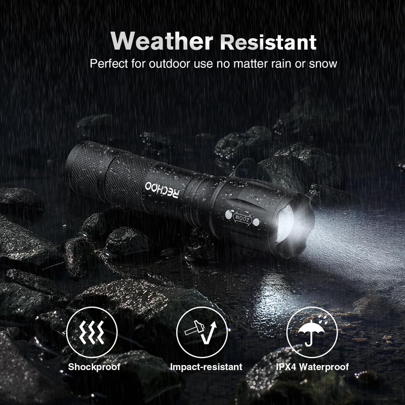 RECHOO LED Flashlight 2 Pack, Tactical Flashlights High Lumens with