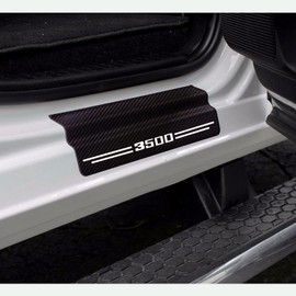 Car Accessories Carbon Fiber Door Sill Scuff Plate Auto Door Entry Guard Scratch Shield for Dodge Ram 3500 2012-2024 Auto Accessories (3500, White)