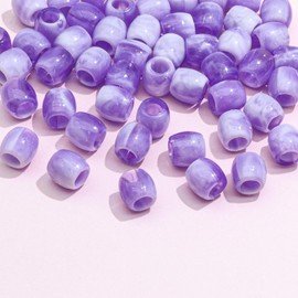 VENOFEN 50PCS Purple Loc Beads Hair Dreadlock Decoration Acrylic Pony Beads Cute Braids Accessories Dreadlocks Hair Jewelry Making Kit