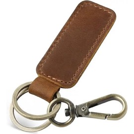 FAMA.store Premium Genuine Leather Car Keychain - Key Ring Organizer with Clip, Durable Key Holder Chain for Men and Women, (Brown)