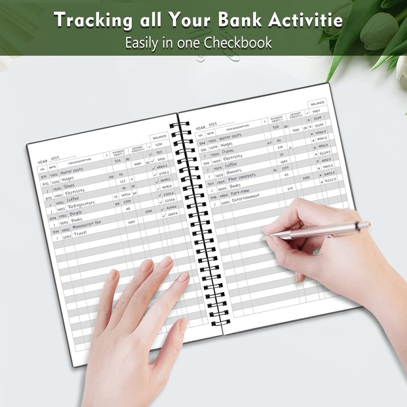 Homlive Check Registers for Personal Checkbook, Double Spiral Check Register