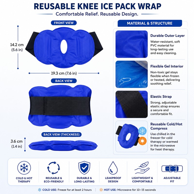 Reusable Knee Ice Pack Wrap for Hot & Cold Comfort