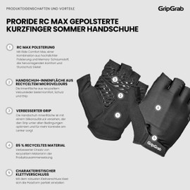 GripGrab ProRide RC Max Padded Short Finger Cycling Gloves Summer Half Finger Cycling Gloves Fingerless Cycling
