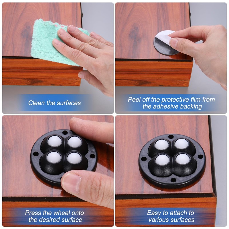 uxcell 4 Pcs Self Adhesive Caster Wheels, 360 Degree Rotation