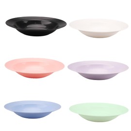 imposyu Set of 6 Soup Plates Deep Plastic Camping Plates Colourful Reusable Pasta Plates 22 x 3.8 cm Deep Plates Plastic for Pasta Salads Steaks