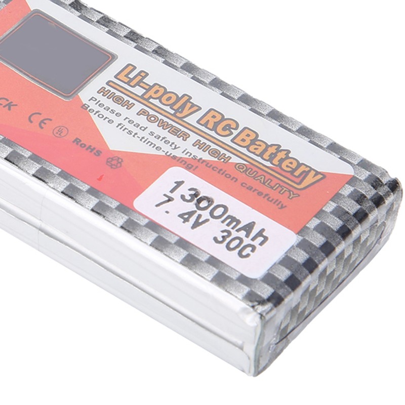 7.4V 1300mAh 30C Lipo Battery with T Plug Rechargeable Lithium