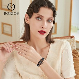 rorios Minimalist Rectangle Women's Watches Analogue Quartz Wrist Watch with Leather Strap Fashion Waterproof Watch for Women, black, Strap.