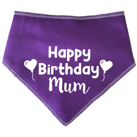 Spoilt Rotten Pets Purple 'Happy Birthday Mum ' Dog Bandana Birthday Card From The Dog (Size 3 Medium Dogs Labrador & Staffies)