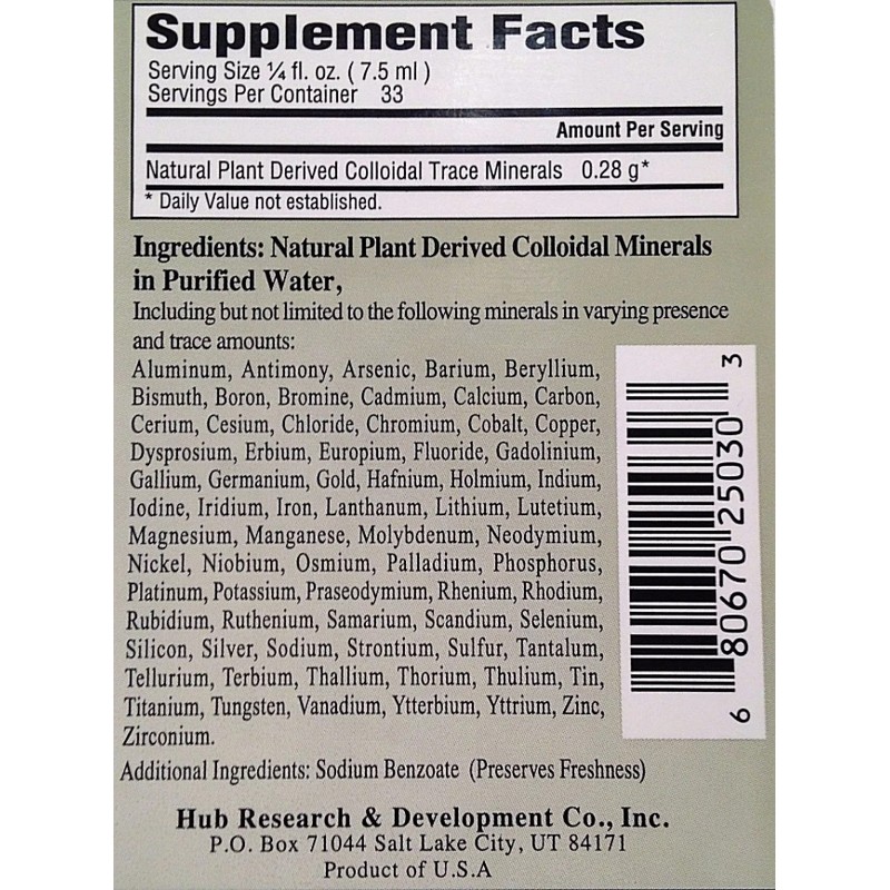 Plant Derived Liquid Colloidal Minerals Thomas Jefferson Clark 2/PK