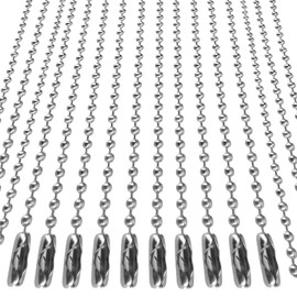 Mandalahuang 10 pcs Dog Tag Chain, Ball Chain Necklace, dog tag chains for men, Silver Nickel Plated Metal 27.6" Long 2.4mm Ball Bead Chain.