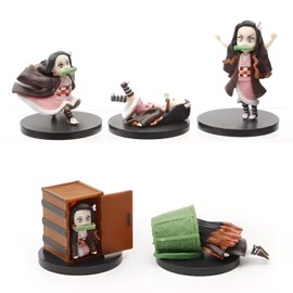Wecoeur Nezuko Chan Presents Set of 5 Anime Action Figure Collection: Nezuko Kamado 5 Unique variants. 2 Inch Miniatures Action Figures for Ultimate Fans and Decor.