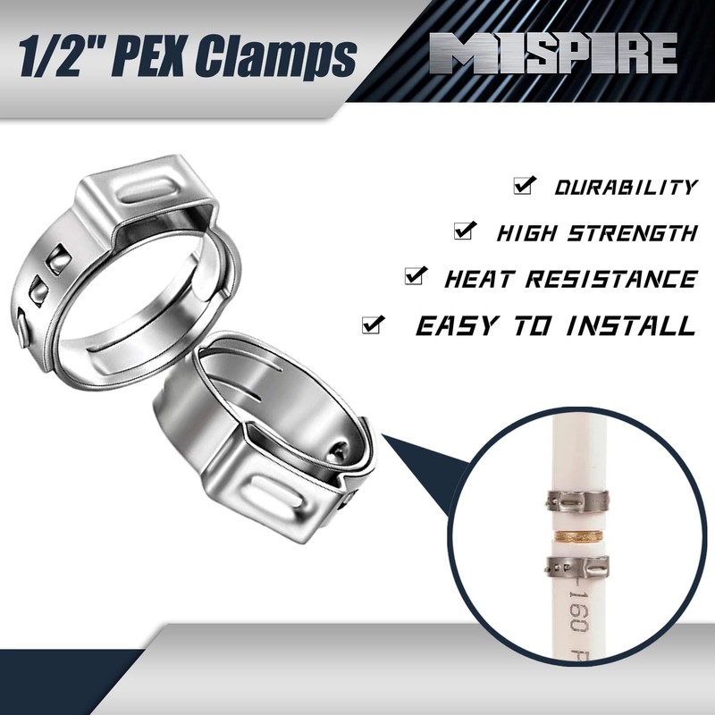 1/2 inch PEX Pipe Clamps 50 PCS, PEX Cinch Clamps