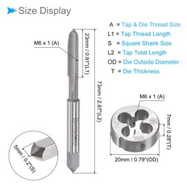 CoCud Tap and Die Set, M6 x 1 Thread, Left Hand Metric High-Speed Steel Machine Screw Tap & Round Die Tool Kit - (Applications: for Threading Tapping Repairing), 1-Set