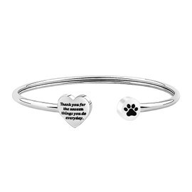 SEIRAA Dog Lovers Paw Print Cuff Bangle Thank You for the Unseen Things You Do Everyday Vet Tech Student Gifts Veterinary Technician Appreciation Jewelry