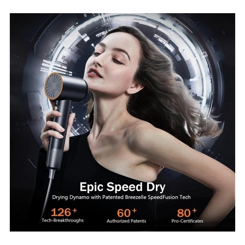 Breezelle Diffuser Hair Dryer Black Professional High-Speed Hair Blow Dryer