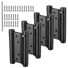 Stainless Steel Door Swing Hinge,4 Pack 4inch Black Matte Self Closing Double Action Spring Hinges for Cafe Saloon Pub Doors Gate, with Pins Screws