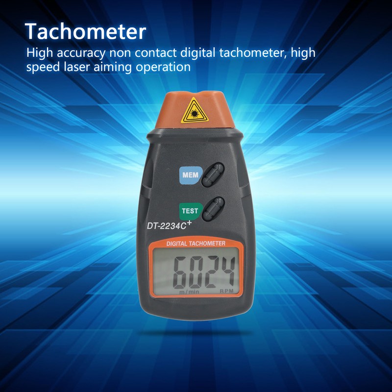 DT2234C+ Digital Laser Tachometer High Accuracy Non Contact Speedometer for