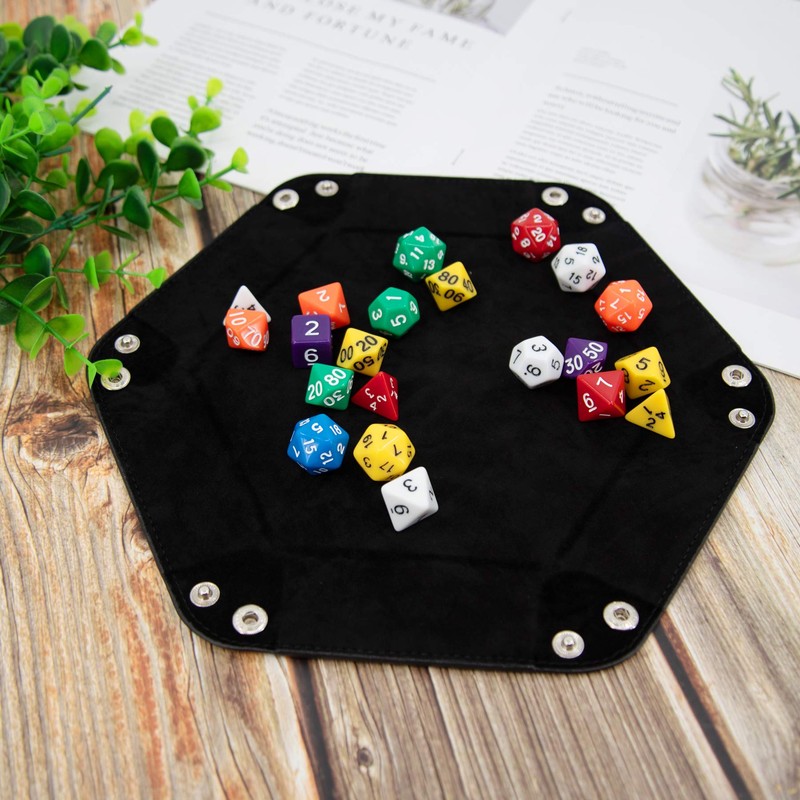 SIQUK 2-Piece Dice Tray - PU Leather Folding Hexagon Dice