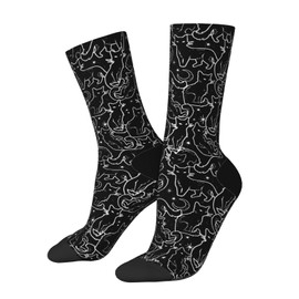 Qwalnely Black Cat Socks for Men Women, Gifts for Cat Lovers, Suitable for Adults, Teenager Boys Girls