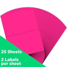 JAM PAPER Shipping Labels - Half Page - 139.7 x 215.9 mm (5 1/2" x 8 1/2") - Neon Pink - 50/Pack