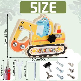 AUNGKWANG Montessori Spielzeug ab 3 4 5 Jahre, Bagger Spielzeug, Busy Board Holz Schraubbrett Holzspielzeug, Holzspielzeug, Motorikspielzeug Schraubenzieher, Lernspielzeug Geschenke für Kinder