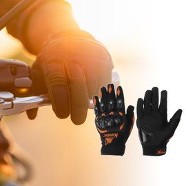 Motoforti Universal Riding Gloves Liners All Finger Gloves, XL, for Motorcycle Cycling Hiking Sporting Driving Running, Polar Fleece, Black Orange