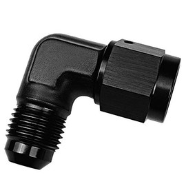 Female 3AN to Male 3 AN Flare 90 Degree Hose Union Bulkhead Fuel Fitting Adapter Forged Elbow Swivel Hose Connector Black Alumiunm Anodized