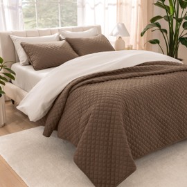 Bare Home Coverlet Set - Lightweight Bed Decor - Comforter Alternative - All-Season Quilted Bedspread (Twin/Twin XL, Cocoa)