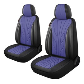 CAROMOP Breathable Cloth Fabric Car Seat Covers 2 Front Seats,Faux Leather 3D Foam Back Support Seat Cover for Car,Universal Seat Covers for Cars,Trucks,SUVs,Front Seat Armrests Compatible(Black/Blue)